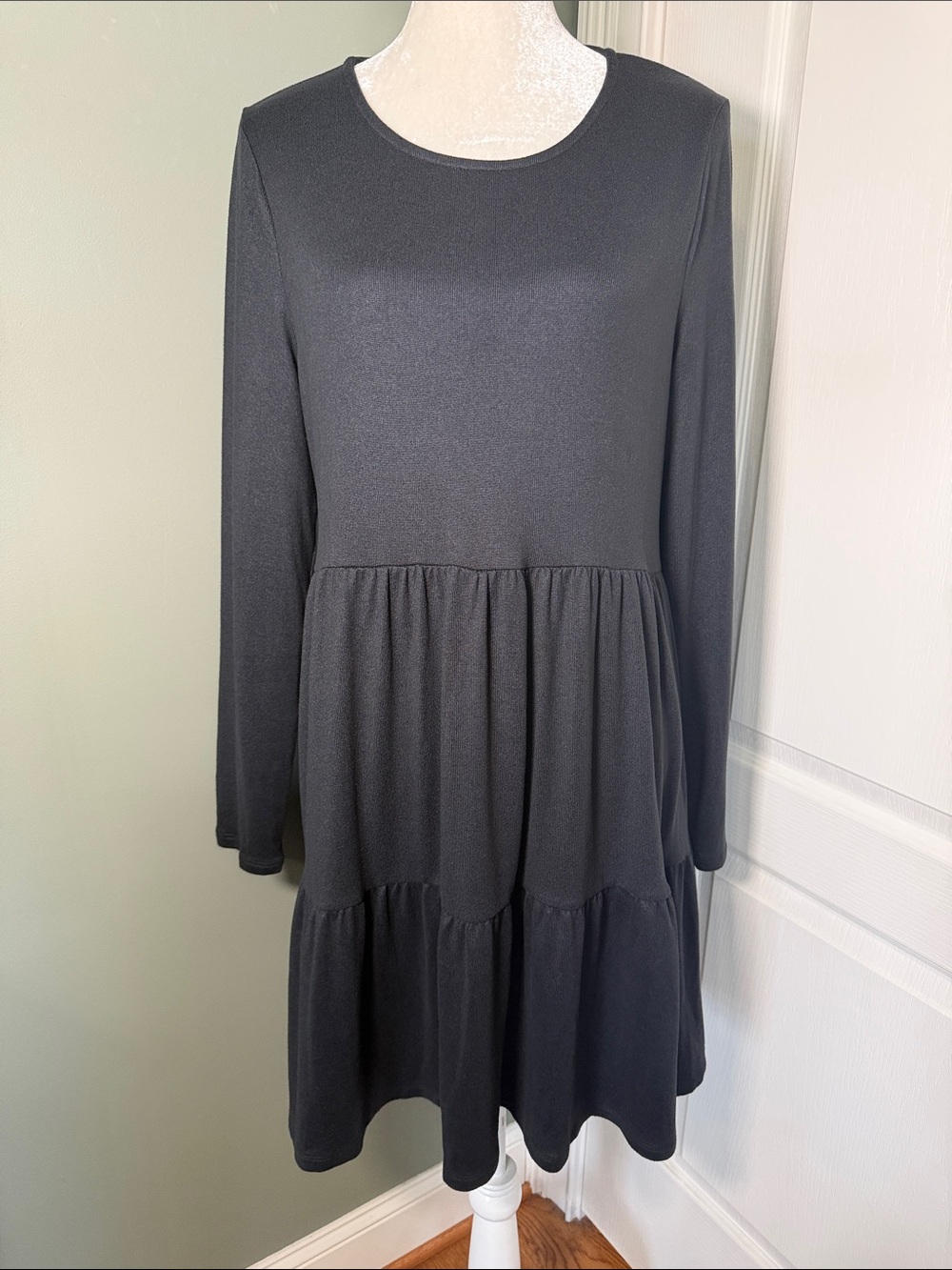 NWT Love Fire Black Tiered Babydoll Long Sleeve Dress XL